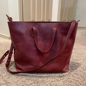 Madewell Zip-Top Transport Carryall Tote Burgundy